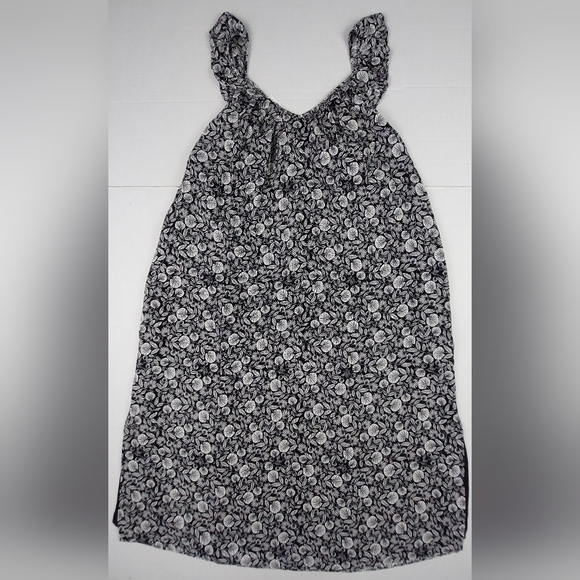 Loft Dress Womens Size XS Black White Midi Palm Leaves Flutter Strap NWT $99.50 - Picture 1 of 13